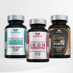 Magneziu Bisglicinat Premium + Fier Bisglicinat Premium + Vitamina D3+K2 Forte Premium