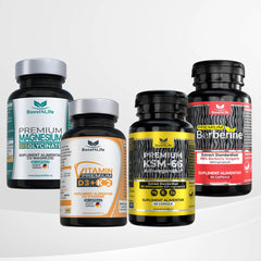 Kit Echilibru Zilnic: Magneziu Bisglicinat + Vitamin Premium D3+K2 2000 UI + Ashwagandha KSM-6 + Berberine Premium