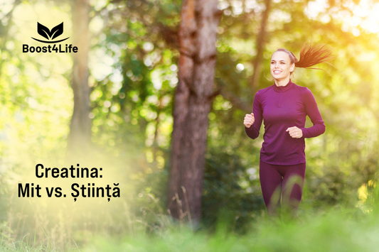 O persoană suplă și activă aleargă dimineața într-un parc, înconjurată de copaci și lumină naturală blândă, într-o atmosferă calmă și energizantă.