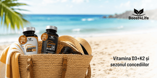 Vitamina D3+K2 Boost4Life - supliment cu 2000 UI D3 și 75 mcg K2 MK-7 pentru vacanța de vară