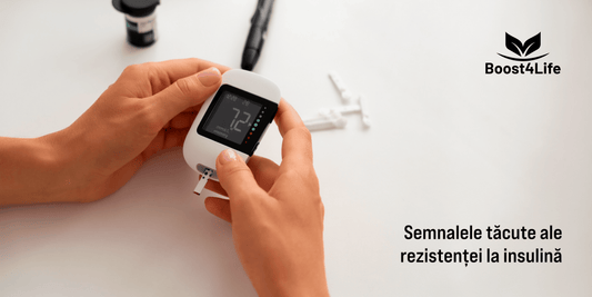 Persoană verificând glicemia cu un glucometru portabil - analizele de sânge sunt singura metodă corectă de confirmare a rezistenței la insulină, prediabetului sau diabetului, nu autodiagnosticul din simptome