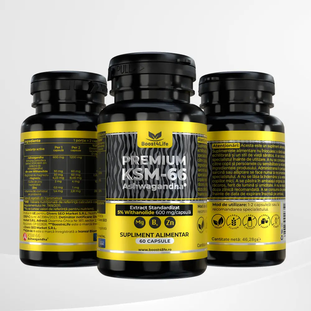 Ashwagandha KSM-66 Premium, 600 mg, 60 capsule vegane