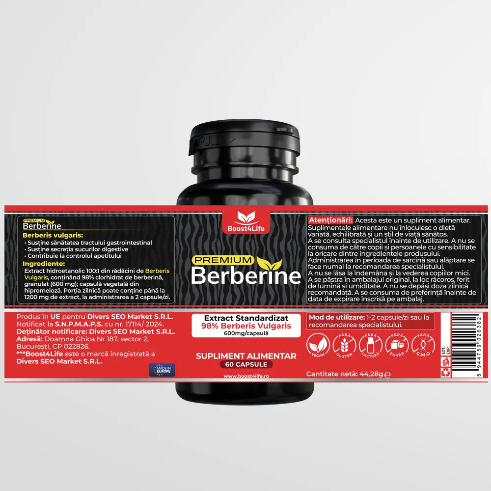 Berberine Premium, 600 mg, 60 capsule vegane