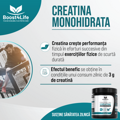 Premium Creatina Monohidrata 100%, 300 g, fara aroma, vegan