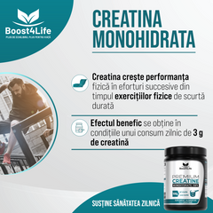 Premium Creatina Monohidrata 100%, 500 g, 87 sau 142 portii, cupa cu dozaj dublu 3,5 g/5,7 g, fara aroma, vegan